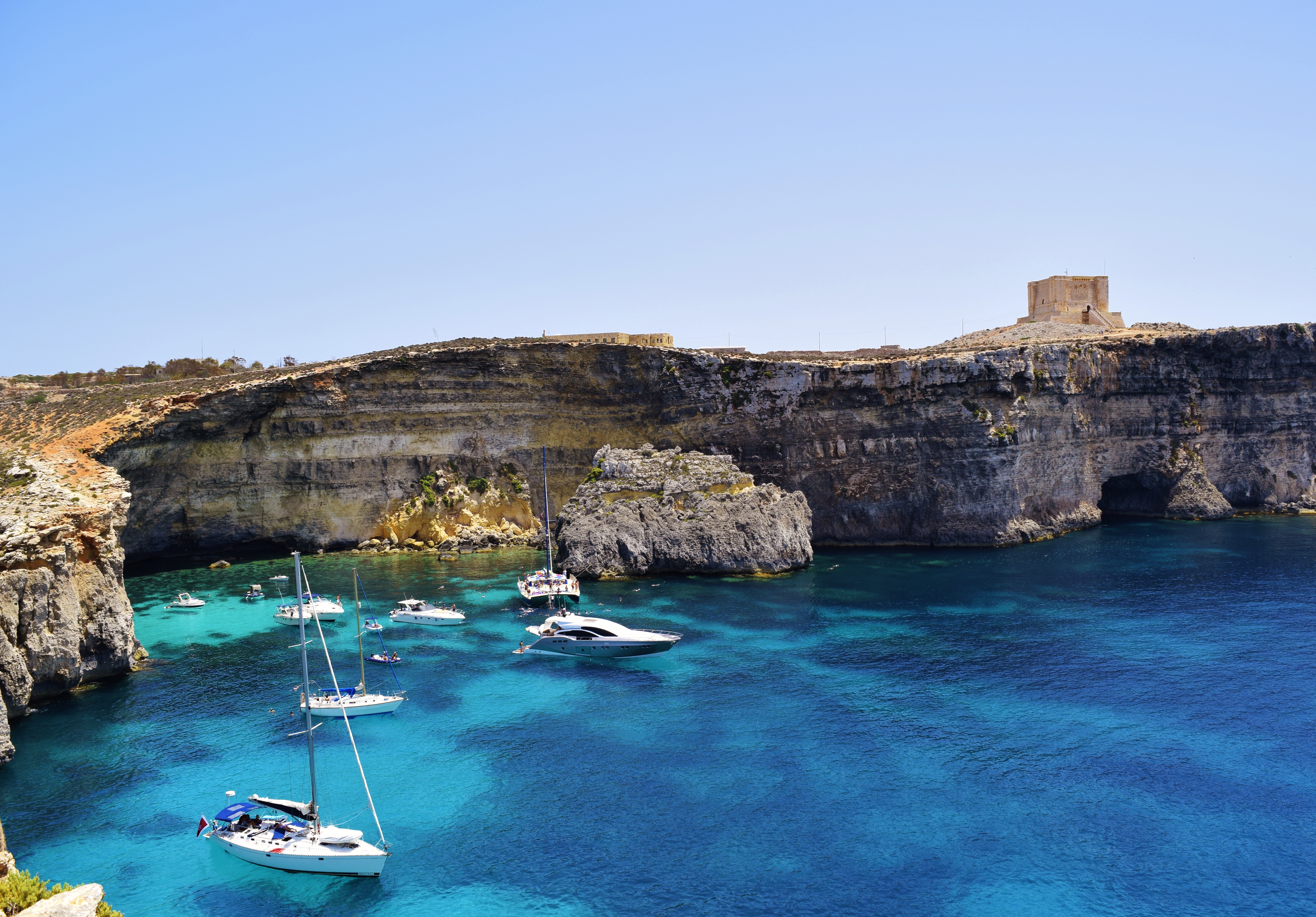 Island of Comino right off the coast of Malta.