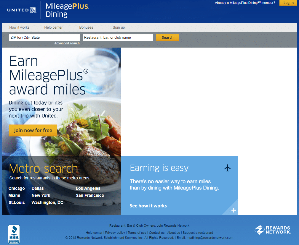 MileagePlus Dining Program